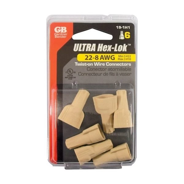 Hex-Lok 22-8 Ga. Copper Wire Wire Connectors Tan 6 Pk