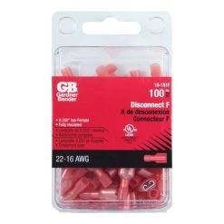 22-18 Ga. Insulated Wire Female Disconnect Red 100 Pk