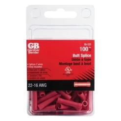 22-16 Ga. Insulated Wire Butt Splice Red 100 Pk
