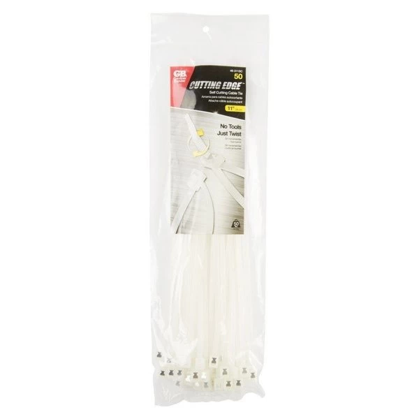 11 In. L Clear Self-Cutting Cable Tie 50 Pk