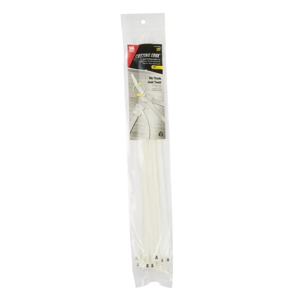 14 In. L Clear Self-Cutting Cable Tie 20 Pk
