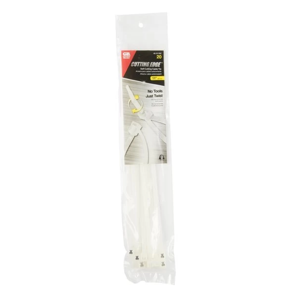 11 In. L Clear Self-Cutting Cable Tie 20 Pk