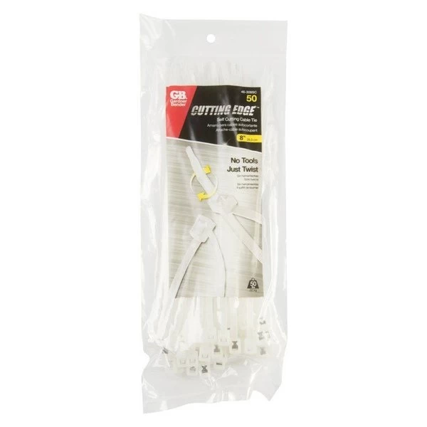 8 In. L Clear Self-Cutting Cable Tie 50 Pk