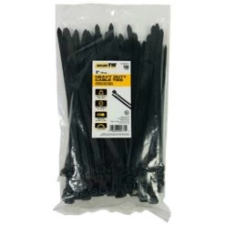 8 In. Heavy Duty Cable Tie, UV Black, 100PK