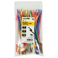 6 In. Light Duty EZ-Off Cable Tie, Orange, 100PK