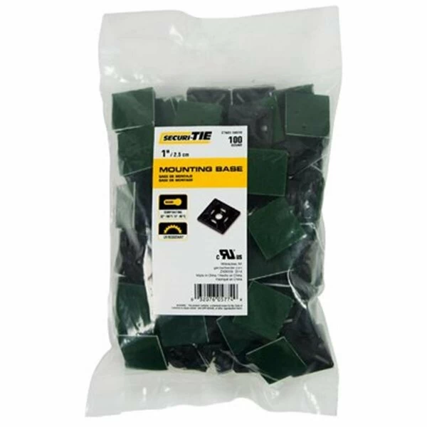 1 In. Adhesive Screw Mount Cable Clamp, Black, 100PK