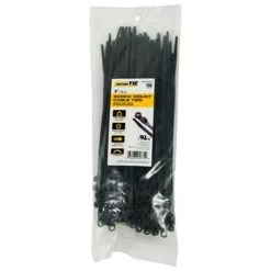 8 In. Screw Mount Cable Tie, Black - 100 Per Pack