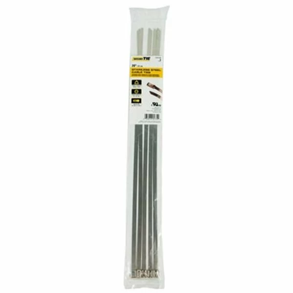 20 In. Wide Cable Tie, Stainless Steel, 5PK