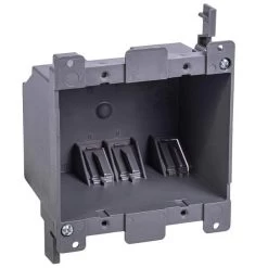 BOXRD25 SwitchOutlet Box, Standard Outlet, 2Gang, 6Knockout, PVC, Gray, InWall Mounting