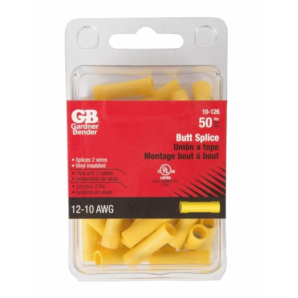 Butt Splice Connector, 600 V, 10 To 12 AWG Wire, Yellow - Image 2