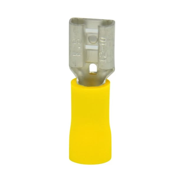 Disconnect Terminal, 600 V, 12 To 10 AWG Wire, 14 In Stud, Vinyl Insulation, Yellow