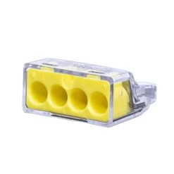 PushGard Wire Connector, 12 To 22 AWG Wire, Copper Contact, Polycarbonate Housing Material, Yellow