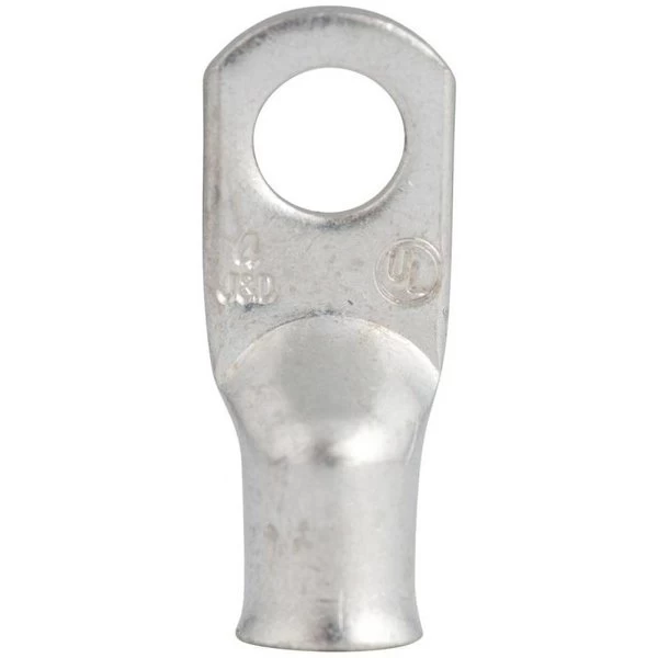 Compression Lug, 4 AWG Wire, 516 In Stud, Copper Contact, Silver