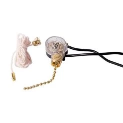 Pull Chain Switch, 1Pole, 125250 VAC, 3 A, Brass