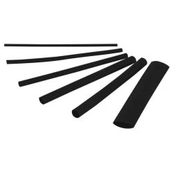 Heat Shrink Tubing, 332 In Expanded, 364 In Recovered Dia, 4 In L, Polyolefin, Black