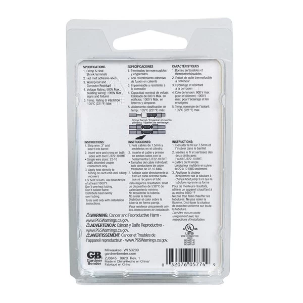 Xtreme Terminal Kit, 600 V, 22 To 10 AWG Wire, BlueRedYellow - Image 3