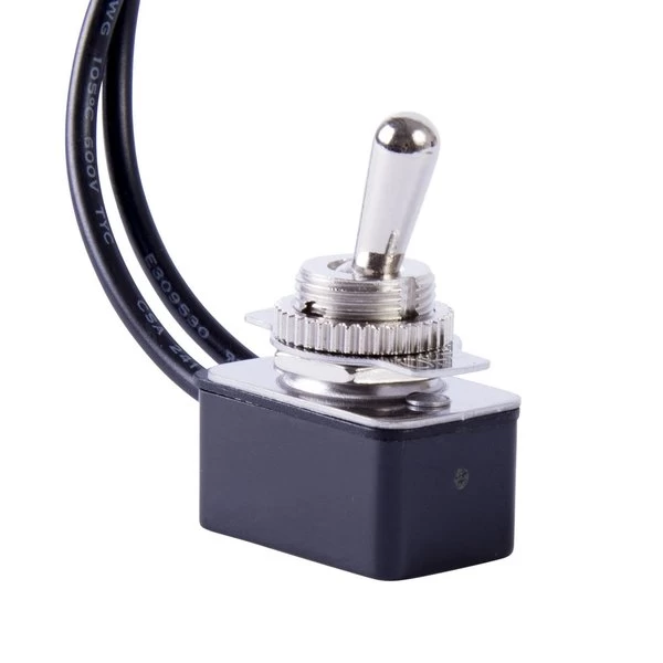 Toggle Switch, 125250 VAC, SPST, Lead Wire Terminal, Steel Housing Material, Silver