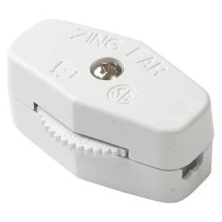 SPST Cord Switch, White, 6A 125VAC